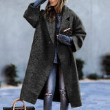 Women's Color Matching Plaid Long-sleeved Coat