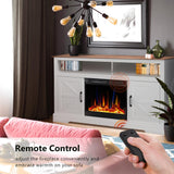 60''Fireplace TV Stand with Freestanding Electric Fireplace&Wooden Storage Cabinet M2301