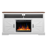 60''Fireplace TV Stand with Freestanding Electric Fireplace&Wooden Storage Cabinet M2301