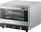 VEVOR Commercial Convection Oven, 21L/19Qt, Quarter-Size Conventional Oven Countertop, 1440W 3-Tier Toaster w/Front Glass Door, Electric Baking Oven w/Trays Wire Racks Clip Gloves, 120V