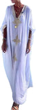 Bsubseach Gold Embroidery Long Kaftan Dresses V Neck Caftan Dress Beach Cover Ups for Women Embroidery