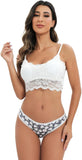 Morvia 10-Pack Women Sexy Coquette Contrast Lace Trims Floral Print Thongs Underwear