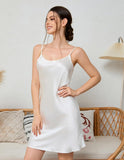 THXSILK Women's Silk Nightgown, 100% Real 19 Momme Mulberry Silk Sleepwear Round Neck Spaghetti Strap Chemise Nightdress