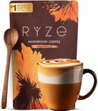 RYZE SUPERFOODS Mushroom Coffee USDA Organic with 6 Adaptogenic Mushrooms and MCT Oil, USA Grown Instant Coffee for Better Energy, Focus, Digestion, Immunity with Lions Mane & Turkey Tail, 30 servings