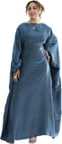 Dubai Bat Sleeve Dress Shiny Robe for Women Muslim 1pc Abaya Eid Prayer Clothes Soft Dubai Travel Party Dress Maxi Abaya