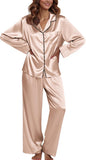 Ekouaer Pajamas For Women Set Silk Pjs 2 Piece Satin Sleepwear Long Sleeve Button Down Lounge Sets With Pant