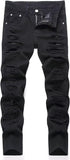 HENGAO Boy's Distressed Ripped Skinny Jeans