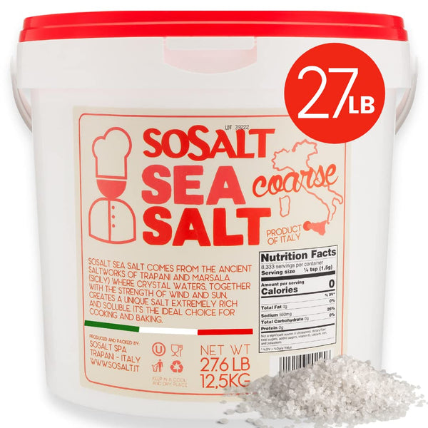 SoSalt, Coarse Natural Sea Salt, Sicilian, 27 lb (12.5kg)