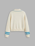 CIDER Cardigan Sweater for Women Knitted Long Sleeve Collared Cat Cute Pattern Button Down Crop Tops