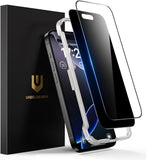 UNBREAKcable 2PCS Screen Protector for iPhone 16-1 Privacy Tempered Glass+1 Clear Glass Double Shatterproof [Easy Installation Frame] [9H Hardness] [Case Friendly] Anti-Scratch for iPhone 6.1 inch