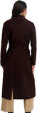 TAHARI Women's Slim Fit Double-Faced Wool Blend Wrap Coat with Tie Belt – Longline Silhouette, Chocolate, Large