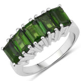 3.25 Carat Genuine Chrome Diopside .925 Sterling Silver Ring