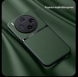 Light Luxury Leather-Grain Magnetic Car Mount Lens-Cover Full-Body Drop-Resistant Protective Case