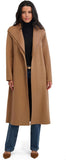 TAHARI Women's Slim Fit Double-Faced Wool Blend Wrap Coat with Tie Belt – Longline Silhouette, Camel, X-Large