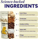 Instant Mushroom Coffee Arabica - Lion’s Mane, Cordyceps, Reishi, Chaga – Alpha-GPC & L-Tyrosine, B12 & B3 – Better Energy, Focus, Digestion & Immunity – Made in USA – 30 Servings