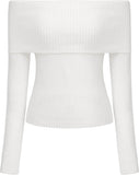 CIDER Women’s Off Shoulder Knitted Long Sleeve Tops Fall Pullover Sweater