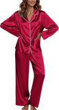 Ekouaer Pajamas For Women Set Silk Pjs 2 Piece Satin Sleepwear Long Sleeve Button Down Lounge Sets With Pant