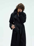 Mens Solid-color Loose-fitting Mid-length Coat