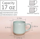 Bosmarlin Large Stoneware Speckled Coffee Mugs Set of 2, Big Tea Cup, 17 Oz, Dishwasher and Microwave Safe