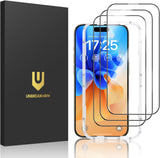 UNBREAKcable 3-Pack Glass for iPhone 15 Pro Screen Protector, Double Shatterproof Tempered Glass [Easy Installation Frame] [9H Hardness] [Full Coverage] [HD Clear] for iPhone 15Pro 6.1 inch