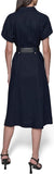 KARL LAGERFELD Womens Light Collared Short Sleeve Midi Dress