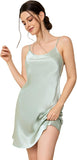 THXSILK Women's Silk Nightgown, 100% Real 19 Momme Mulberry Silk Sleepwear Round Neck Spaghetti Strap Chemise Nightdress