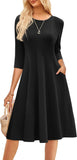 GRACE KARIN Fall Dresses for Women 2025 Casual 3/4 Sleeve Dress A Line Fit and Flare Midi Dress with Pockets