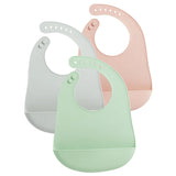 PandaEar 3 Pack Baby Bibs for Eating with Food Catcher Waterproof Silicone Bibs for Babies Toddlers Boys Girls Adjustable Baby Food Feeding Bibs BPA Free