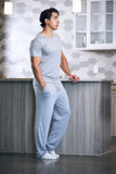 Men's Soft Bamboo Lounge Pajama Set - Short Sleeve Top & Pants