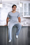 Men's Soft Bamboo Lounge Pajama Set - Short Sleeve Top & Pants