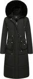 MOERDENG Women's Long Winter Puffer Coat Waterproof Warm Maxi Down Jacket Faux Fur Removable Hood Parka