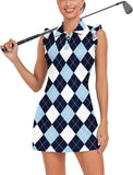WOWENY Tennis Dress Polo Buttons Golf Dresses with Built in Shorts and Pockets Ruffle Sleeveless Athletic Workout Dress