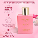 BellaVita Luxury ROSE Perfume for Women (100ml) | Floral, Oriental & Sweet Fragrance | Notes: Amber, Vanilla, Black Currant, Rose, Jasmine | Premium French Floral Fragrance