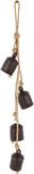 Deco 79 Gold Metal Tibetan Inspired Decorative Giant XL Cow Bells with Jute Hanging Rope, Set of 3 10",8",6"H - Cylindrical