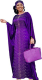HD African Dresses for Women Fashion Beading Rhinestone Kaftan Maxi Dress