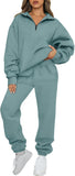 AUTOMET Women's Sweatsuits 2 Piece Outfits Lounge Sets Long Sleeve Half Zip Pullover and Baggy Sweatpants with Pockets