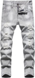 HENGAO Boy's Distressed Ripped Skinny Jeans