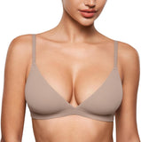 INLYRIC Women's Inbarely Triangle Bralette Plunge Unlined Seamless Bra No Underwire Sexy Comfortable Everyday