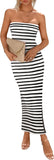 PRETTYGARDEN Women's Summer Bodycon Maxi Tube Dress Ribbed Strapless Side Slit Long Going Out Casual Elegant Party Dresses