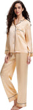 Lonxu Silk Satin Womens Pajama Sets Button Down Sleepwear Loungewear XS~3XL