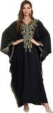 RanRui Women's Embroidered Kaftan Dresses Beach Blouse Cotton Gold Embroidery Holiday Robe Plus Size Caftans Kaftan Dress