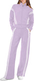 XIEERDUO Lounge Sets for Women 2025 Sweatsuit 2 Piece Outfits Sweatshirt Wide Leg Sweatpant Tracksuit Matching Set