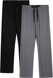 BAMBOO COOL Mens Pajama Pants Sleep Lounge Bottoms Soft Comfy Pj Pant Sleepwear with Pockets 2 Pack