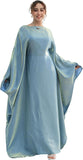 Dubai Bat Sleeve Dress Shiny Robe for Women Muslim 1pc Abaya Eid Prayer Clothes Soft Dubai Travel Party Dress Maxi Abaya