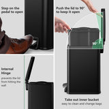 Slim Bathroom Trash Can with Lid Soft Close, 1.6 Gallon Stainless Steel Garbage Can with Removable Inner Bucket, Durable Step Pedal, Small Trash Bins for Toilet, Bedroom, Kitchen, Office