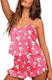 Ekouaer Satin Pajama Set for Women Silk Pjs for Women Set Camisole Top and Shorts with Ruffle Sleepwear