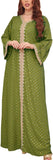 FPOVFPO Women's Muslim Abaya One-Piece V Neck Bronzing Dress Islamic Full Length Kaftan Daily Casual