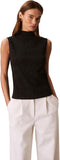 Calvin Klein Womens Textured Knit Mock Neck Top