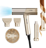Hypersonic Hair Dryer | 110,000 RPM High-Speed Ionic Blow Dryer with 500 Million Negative Ions | No Heat Damage, Low Noise, 5 Attachments for All Hair Types