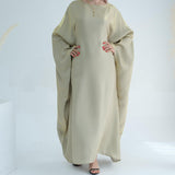 Dubai Bat Sleeve Dress Shiny Robe for Women Muslim 1pc Abaya Eid Prayer Clothes Soft Dubai Travel Party Dress Maxi Abaya
